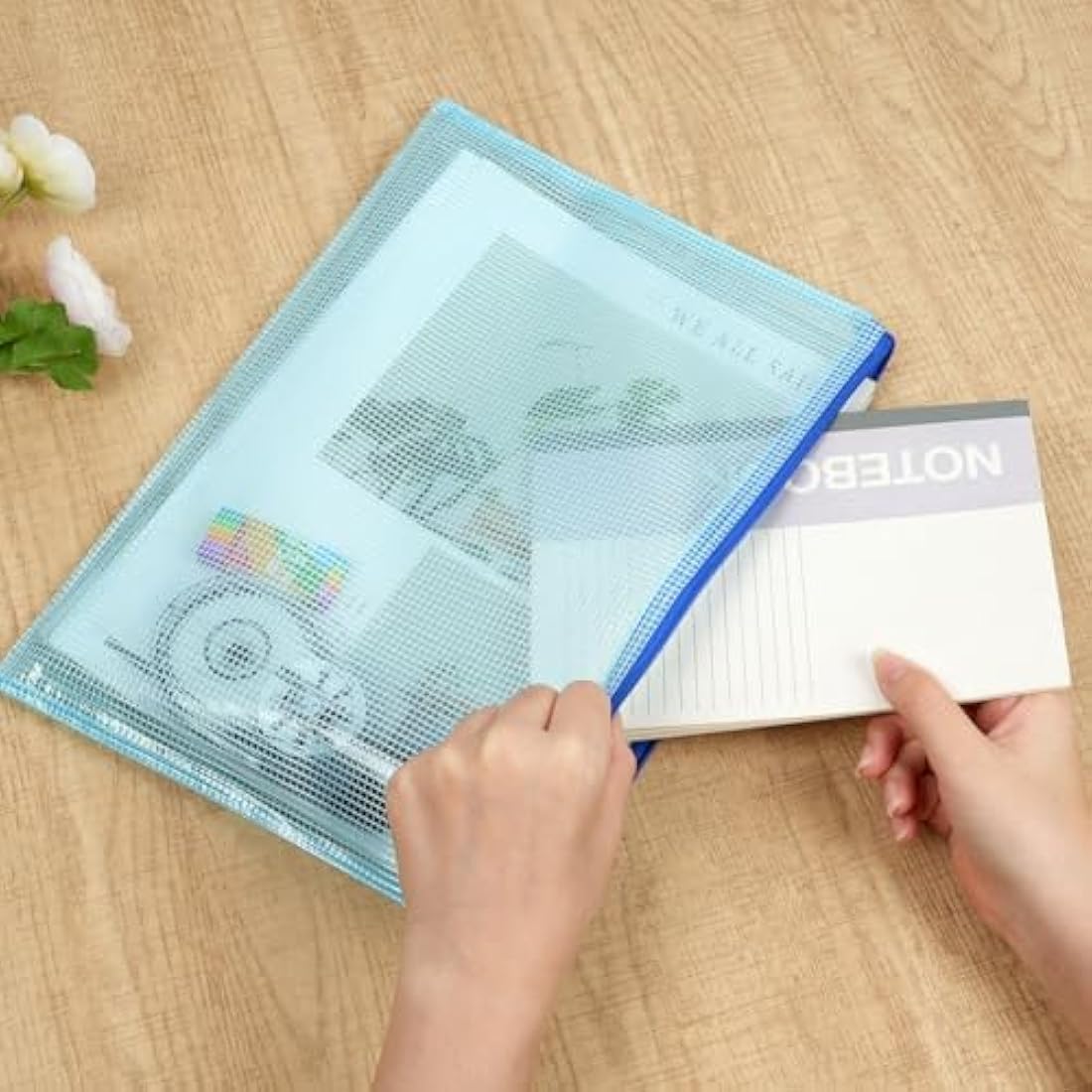 Vicloon Plastic Wallets, 10Pcs B5 Zip Lock Bags Mesh Document Wallet Document Folders Plastic Pockets Zipper File Wallet for School Office Homework Travel Storage Bags (Multicolor)