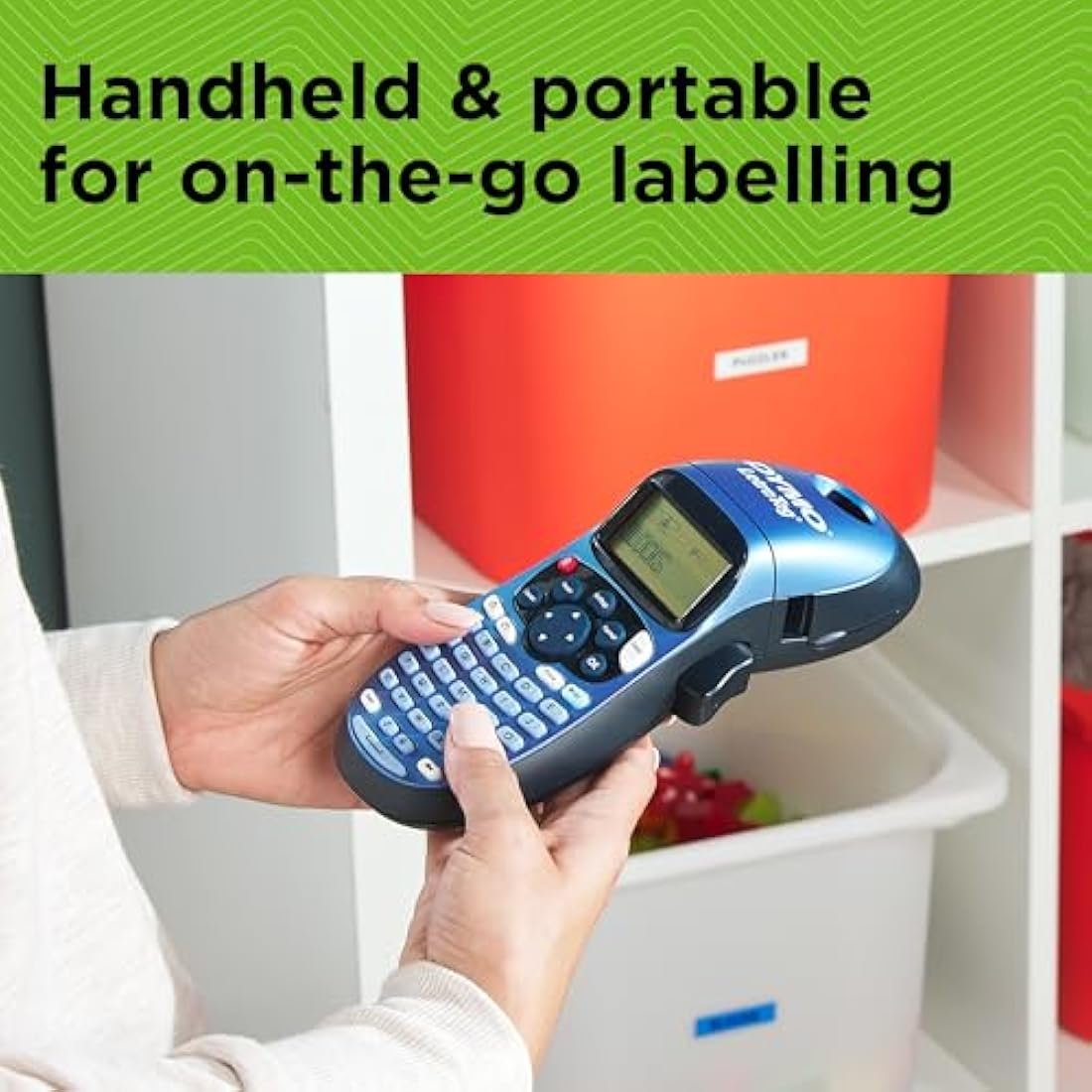 Dymo LetraTag LT-100H Handheld Label Maker | ABC Keyboard Label Printer with Easy-to-Use, 13 Character LCD Screen | for Home or Office | Blue