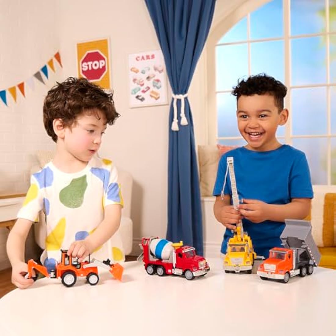 Driven by Battat – 7-Inch Backhoe Loader Toy with Lights & Sounds, Movable Parts, Construction Vehicle for Boys & Girls, Durable Design, Realistic Details, 3+ Years Toy for Kids