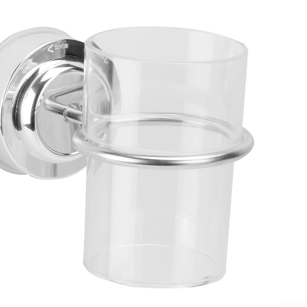Suction Cup Toothbrush Tumbler Holder, Wall Mounted No Drilling Suction Cup Toothbrush Tumbler Holder, Bathroom Cup Holder 8 x 15 x 14 cm