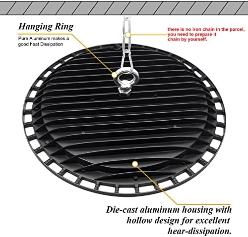 4Pack 200W UFO LED High Bay Light 20000 Lumens Industrial Lamp Commercial Area Lighting Fixture, Daylight White 6500K LED Shop LightsCommercial Lighting Fixture for Workshop Factory Warehouse Garage