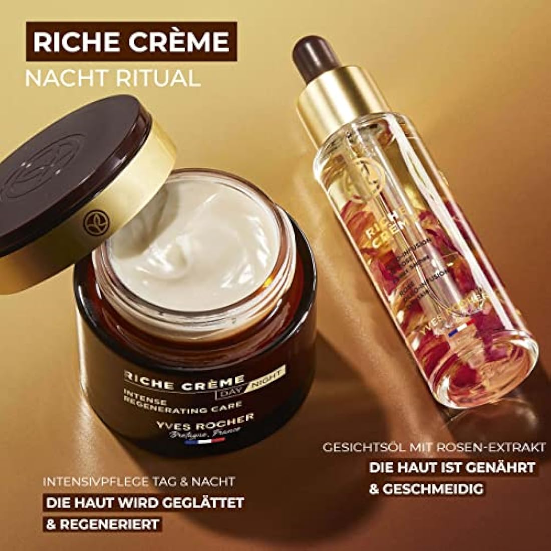 Yves Rocher Rich Crème Intensive Day and Night Moisturising Face Cream for Mature Skin 1 x Glass Jar 75 ml