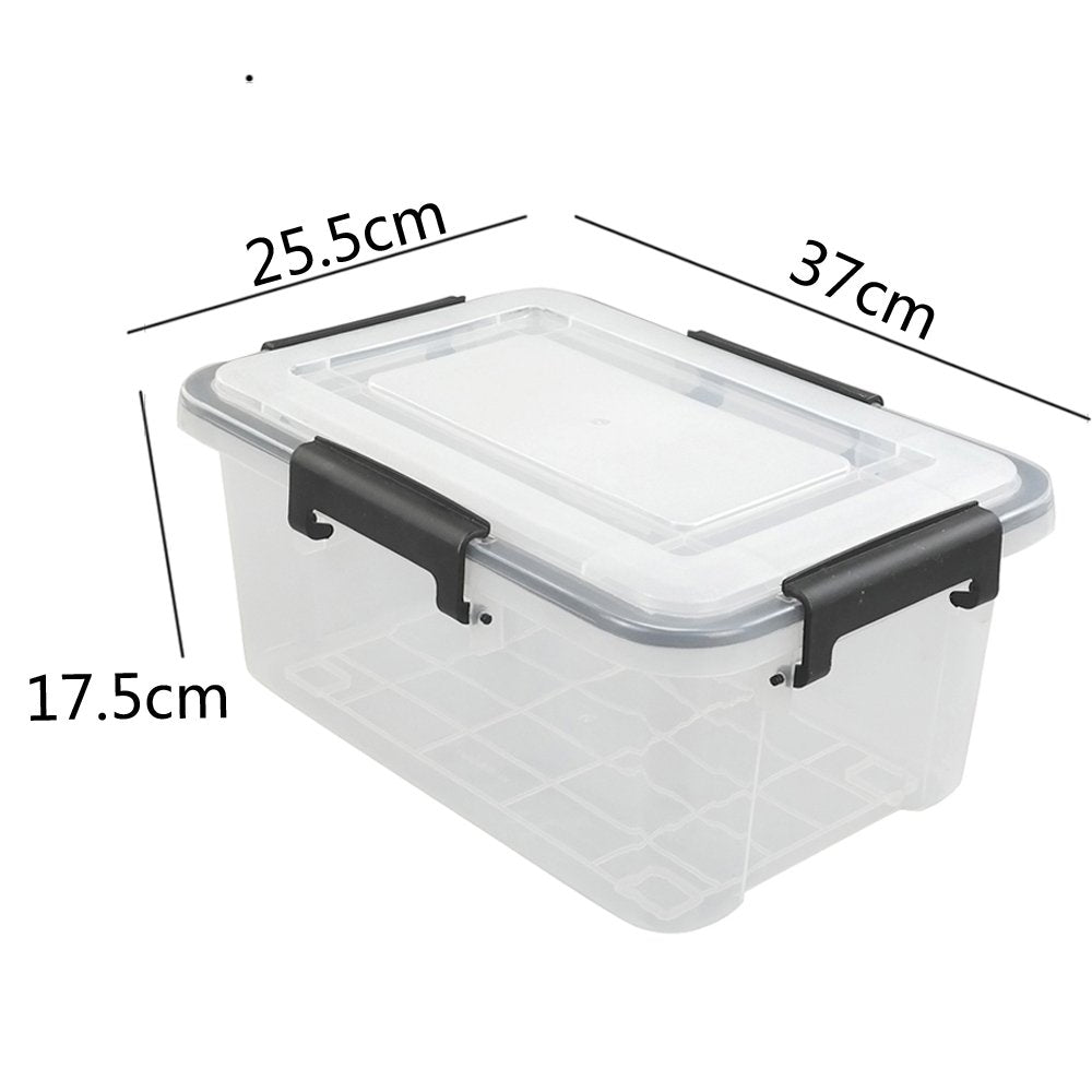 Yarebest 10 Liter Plastic Storage Box with Latch Clips/Seal Circle, 2 Pack