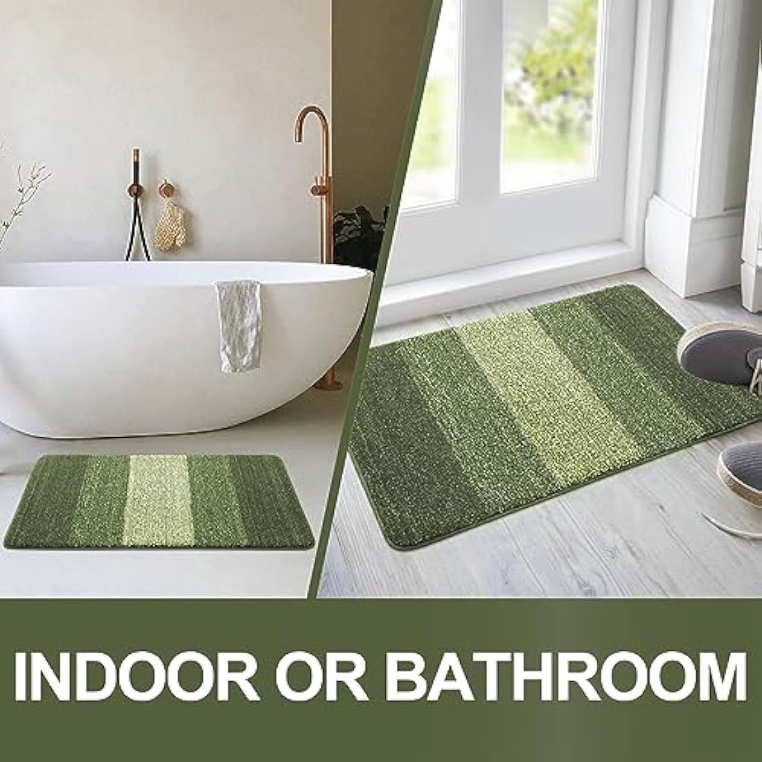 Homaxy Door Mats Indoor, Machine Washable Soft Doormats, Dirt Trapper Super Absorbent Entrance Rug, Non-slip Floor Mats For Inside, Front Back Door, Pets and Dogs (60 X 90 cm, Green)