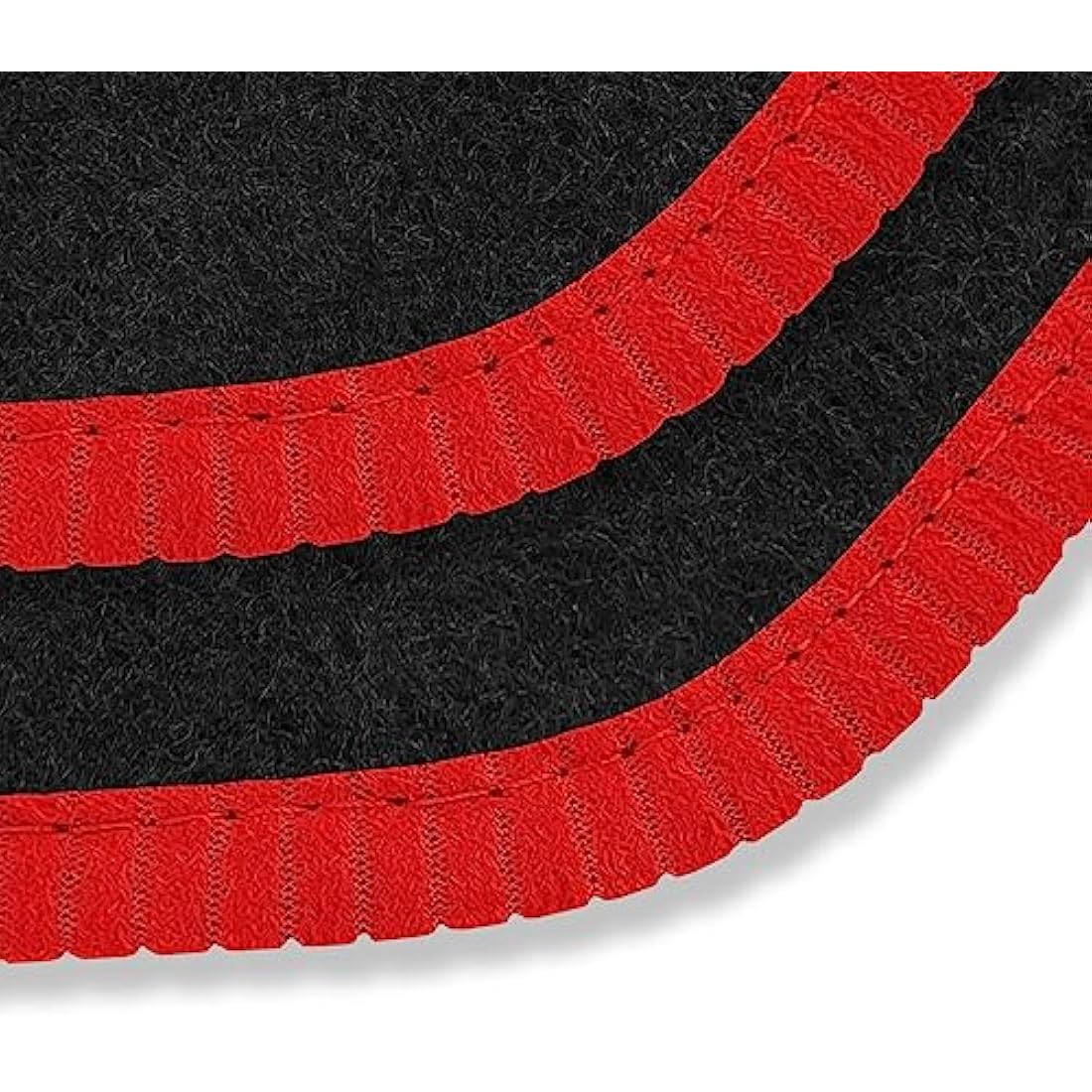 Car Mats FOR Volkswagen Tiguan 2008-2016 Black Carpet - Red Ribbed Trim - Black Rectangle Heel Pad [SAPP-1055]