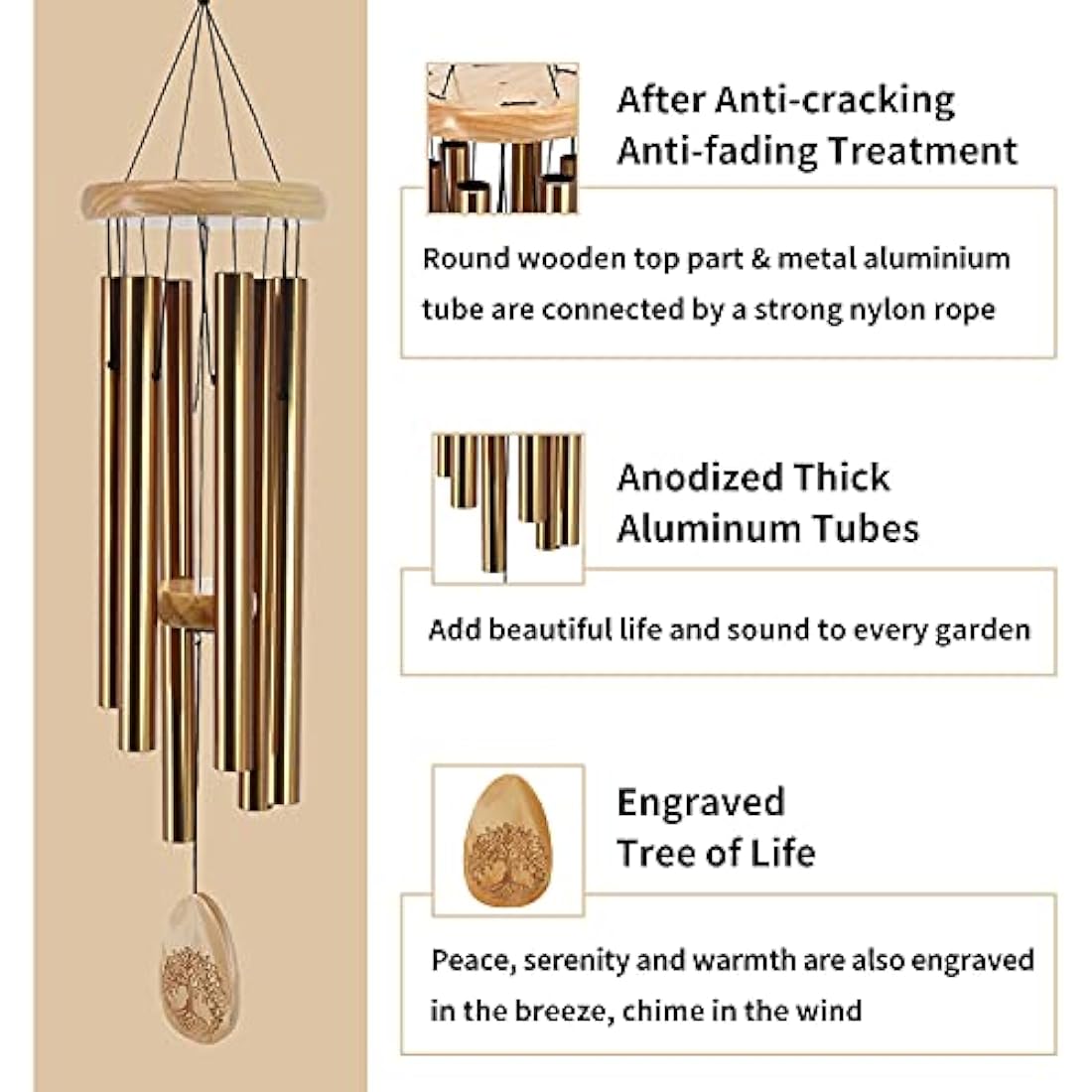 Astarin Sympathy Wind Chimes for Outside Deep Tone, Memorial Wind Chime for Loss of Loved One, in Memory Wind Chimes Outdoor as Bereavement Memorial Gifts for Mom Dad(30 Inch Bronze)