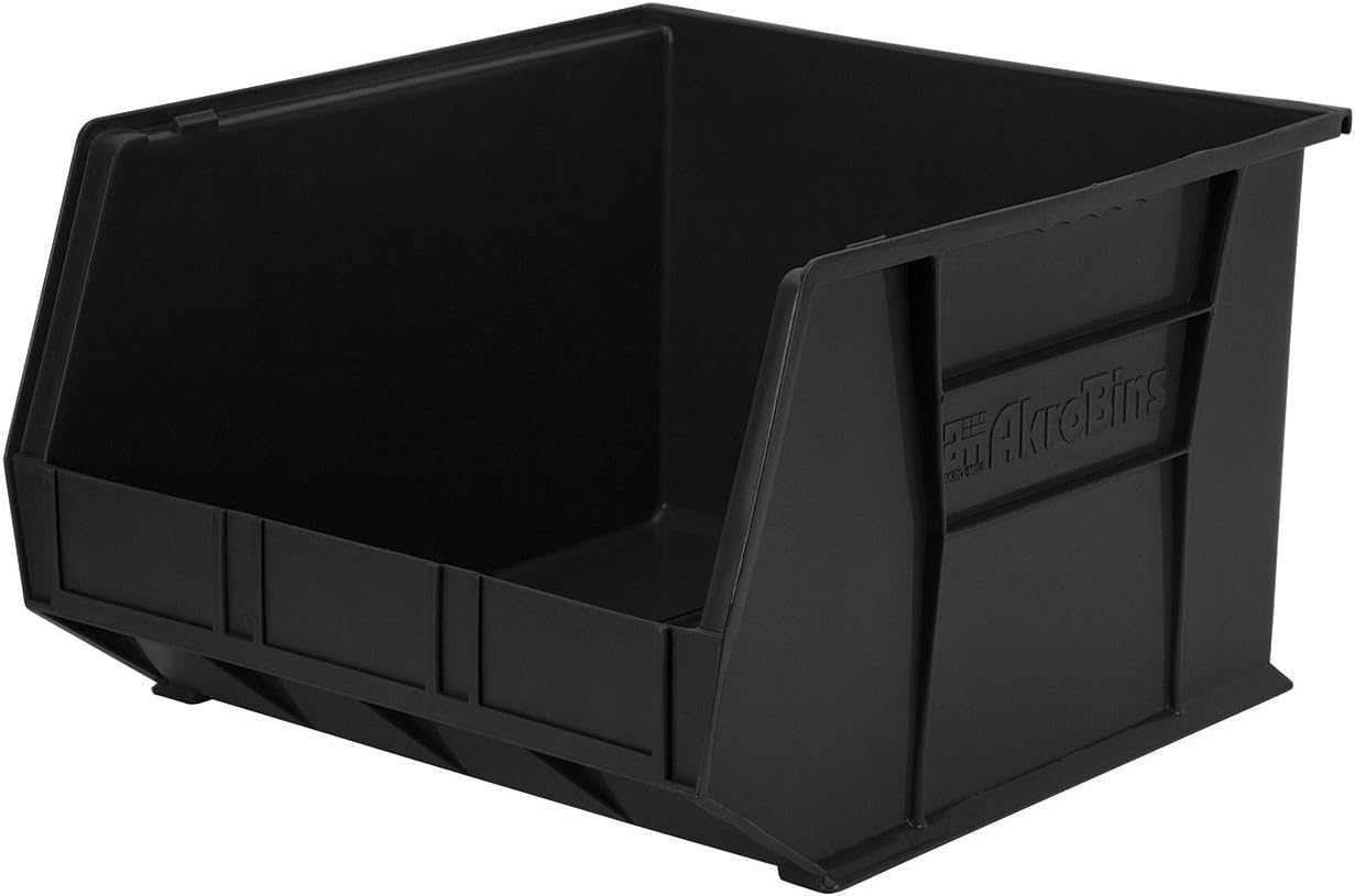 Akro-Mils 30270 AkroBins Plastic Storage Bins, Space-Saving Stackable Bins for Garage, Pantry, Craft Organization, 45.7 cm x 41.9 cm x 27.9 cm, Black