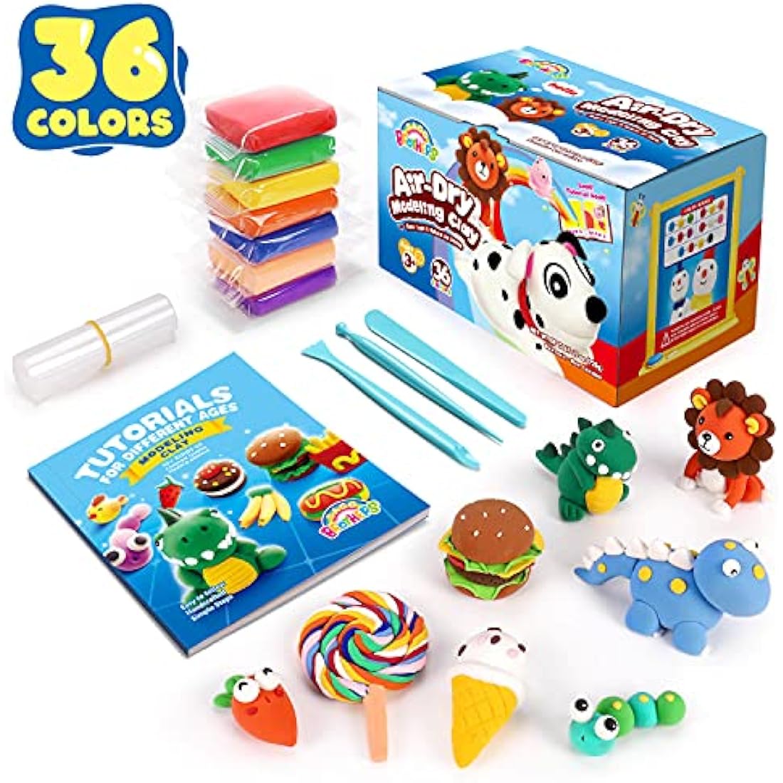 SAGO BROTHERS Air Dry Clay, 36 Colors Modelling Clay Set with 3Clay Tools & Book, DIY Ultra Light Magic Clay, Arts and Crafts Kits for Kids Boys Girls Toys, Gifts Boxes for Presents Age3-12 Year Old