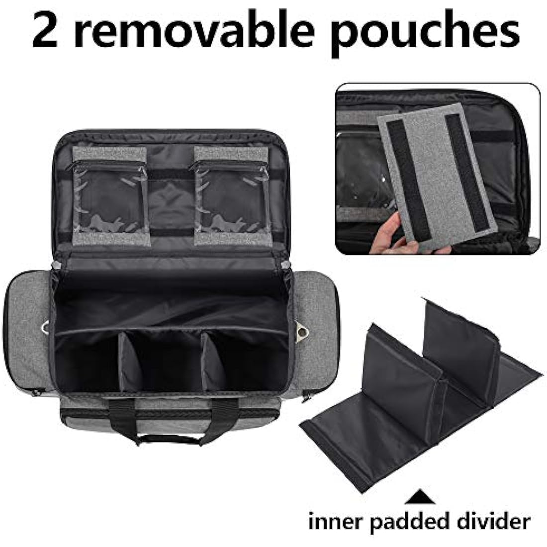 Trunab Emergency Responder Trauma Bag Empty, Professional Large First Aid Bag Medical Bag with Inner Dividers and Non-Scratch Bottom, Ideal for EMT, EMS, Paramedics, Grey, Empty-Patented Design