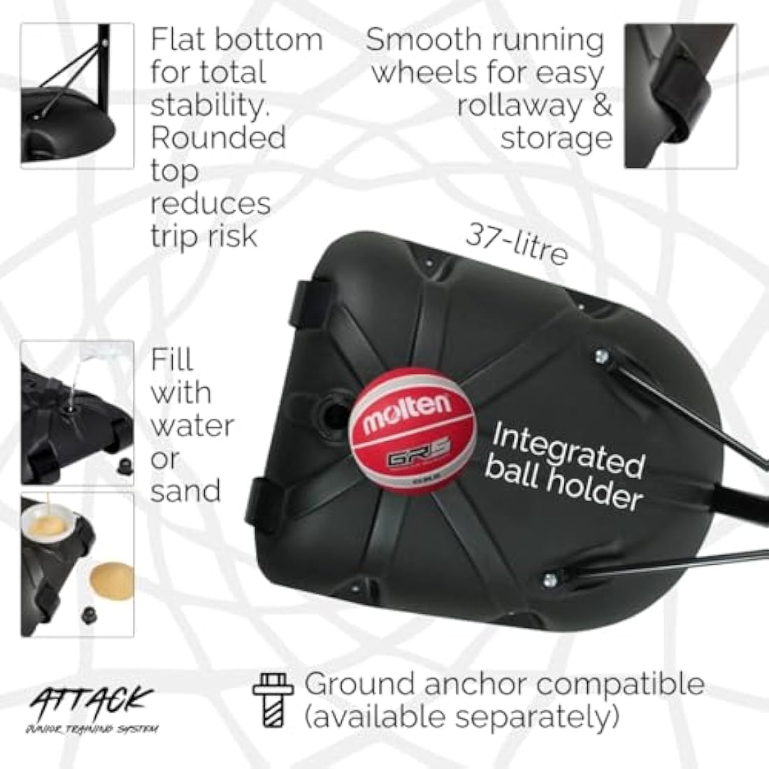 NET1 Attack Youth Portable Basketball System, White