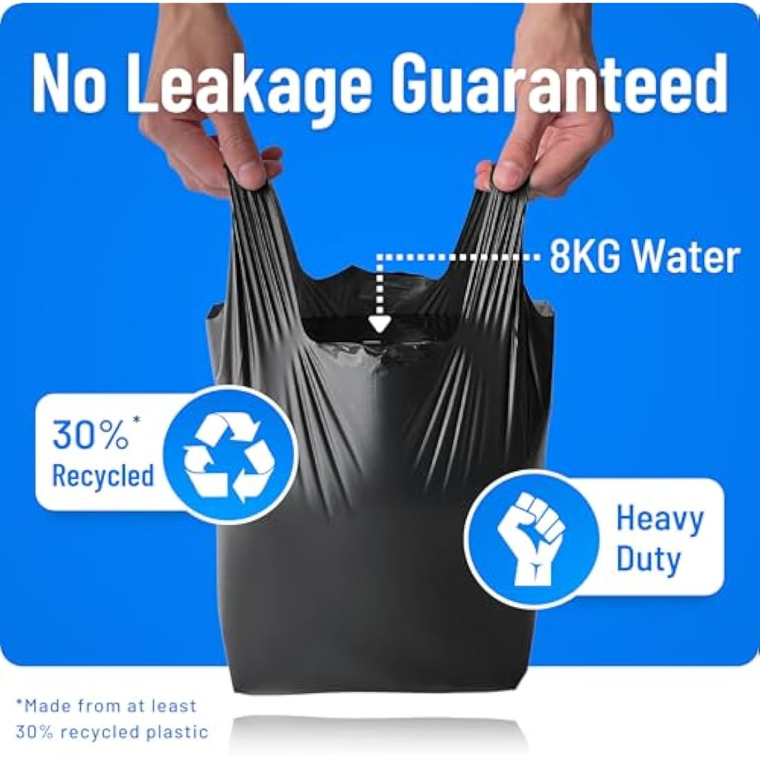 Large Dog Poo Bags - 1000 Pack, 33% Thicker & 25% Larger Poop Bag with Easy Tie Handles, 100% Leak Proof, Odour Free Pet Waste Disposal, Discreet Opaque Black