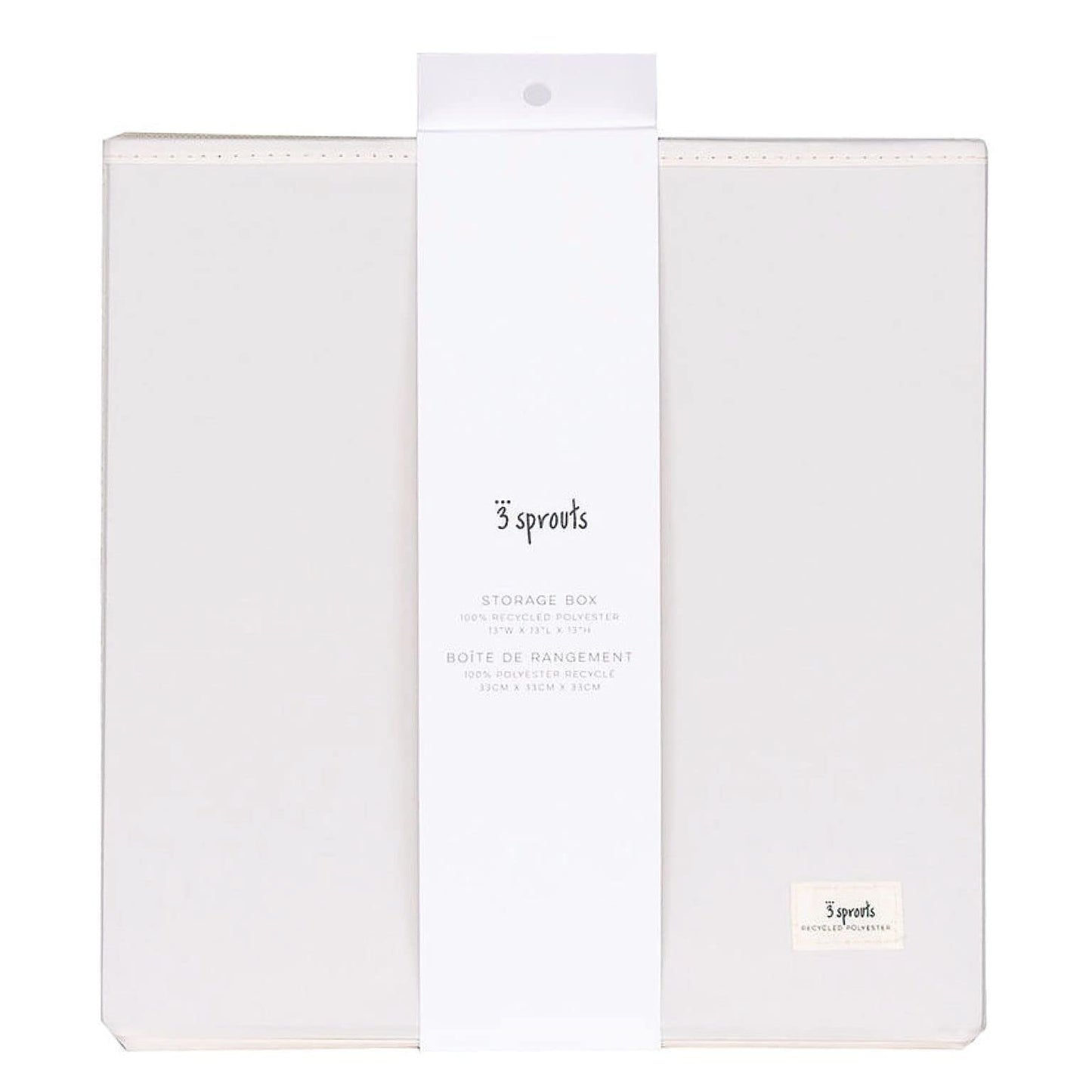 3 Sprouts Storage Cube Box, Foldable Fabric Cubby Organizer, Cream