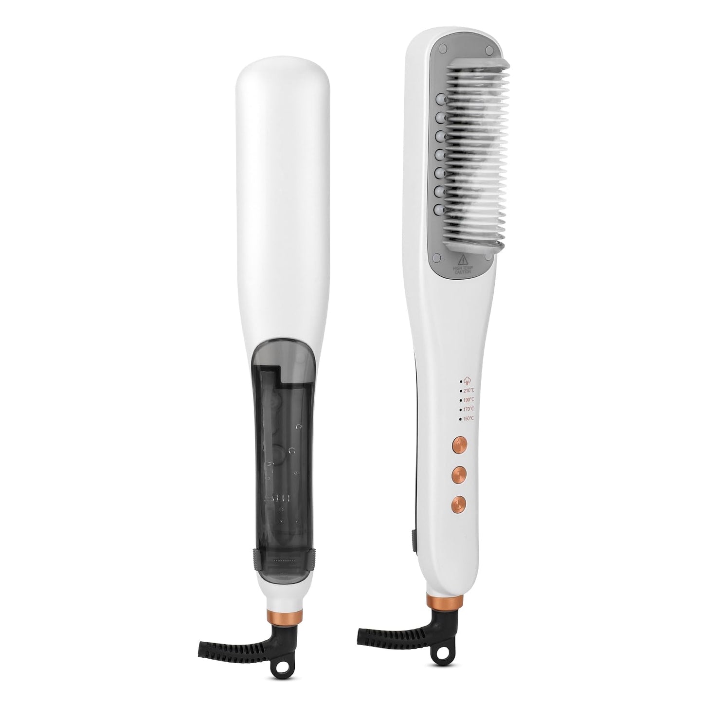 3-in-1 Steam & Oil Hair Straightener Brush ? Fast Heating, Adjustable Temp, Travel-Friendly (White)