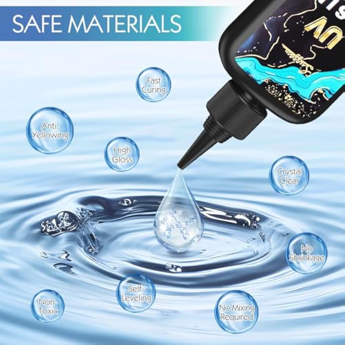 Suzzam UV Resin Kit with Lamp - 300g Crystal Clear UV Resin Jewelry Making Kit with Molds, 30W UV Lamp & Tools | Non-Toxic Low Odor DIY Craft Kit for Jewellery, Keychains, Home Decor