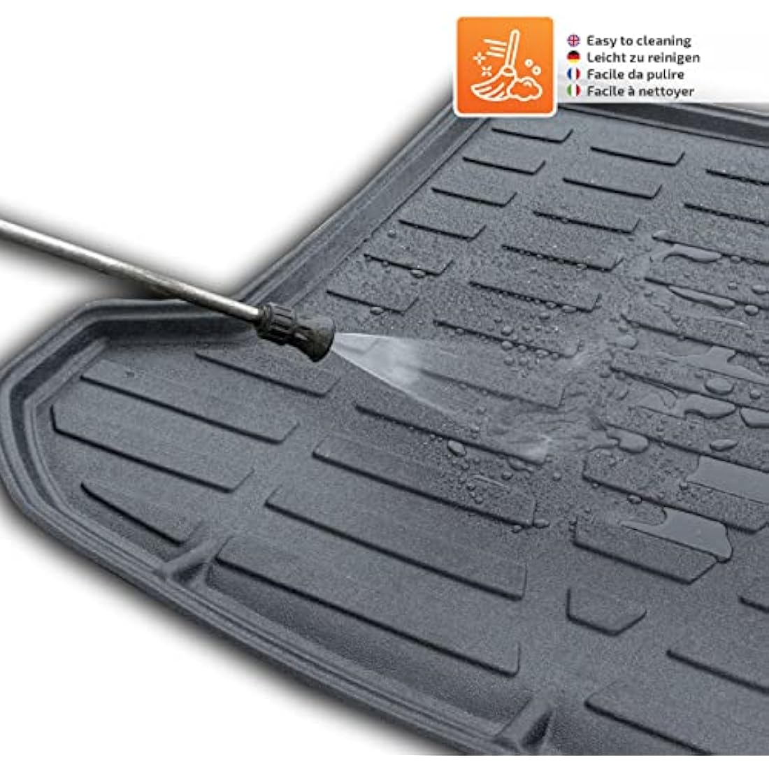 SCOUTT Boot Liner, Boot Mat fits Clio mk3 Hatchback 2005-2012 With HookWater Resistant, Pet Friendly Equipment, Anti Slip, Raised edges, Tailored Fit, Easy to Roll and Clean