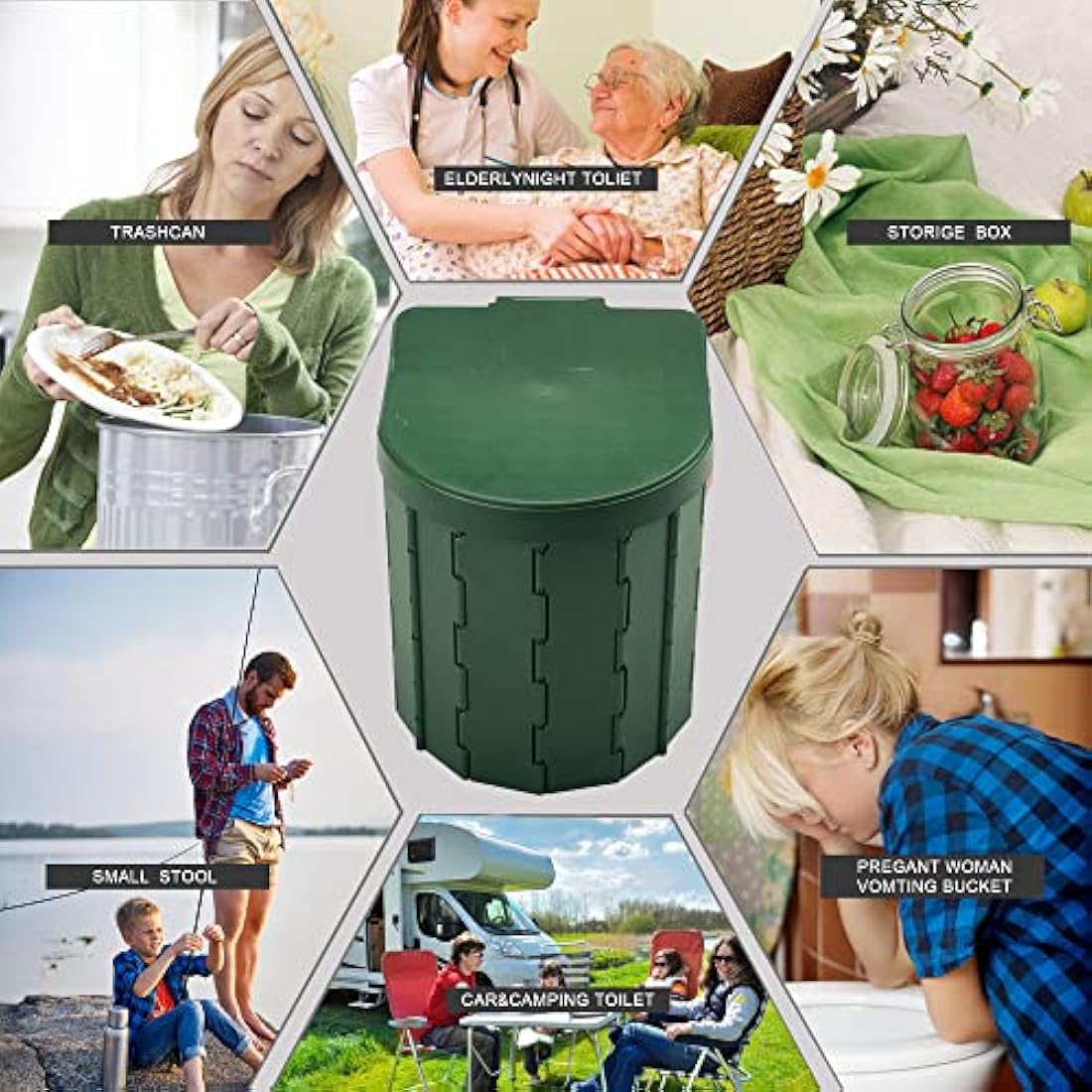 KINSPORY Portable Toilet, Outdoor Camping Toilet Fishing Toilet Campervan Toilet Collapsible Toilet Bucket Portable Loo Camping Loo Camping WC