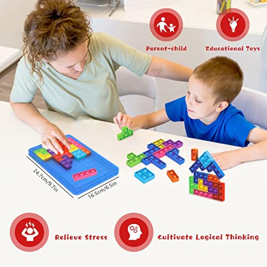 Silicone Sensory Fidget Toys for Kids Boys Girls, Puzzle Pop Game for Kids Adults Anti-Stress & Relax Squeeze Toys - Best Puzzle Gifts