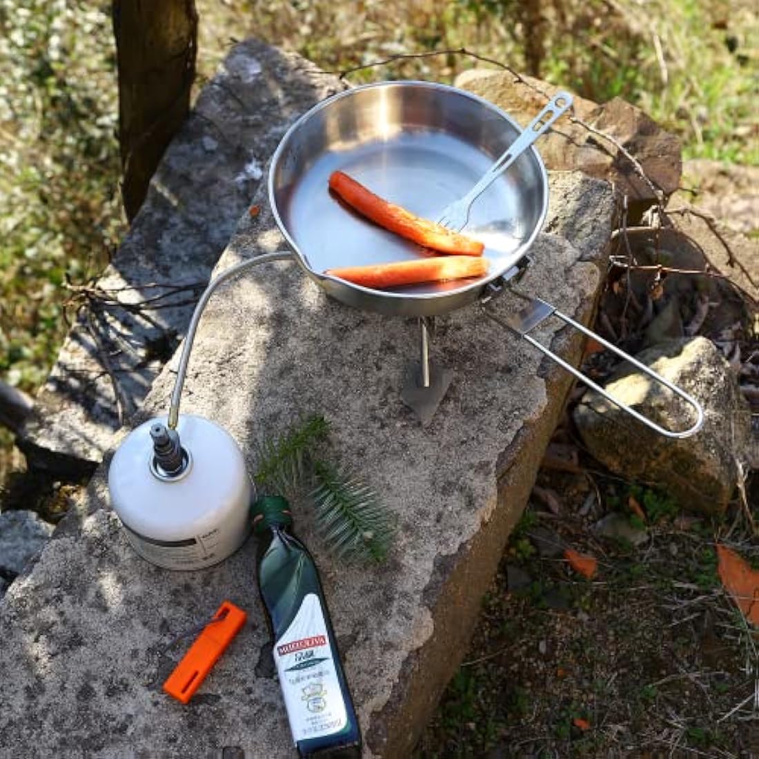Fire-Maple Antarcti Stainless Steel Camping Frying Pan Skillet | 1.4L Portable Camp Cookware for Cooking Steak Egg | Omelette Pan Griddle Tableware with Folding Handle