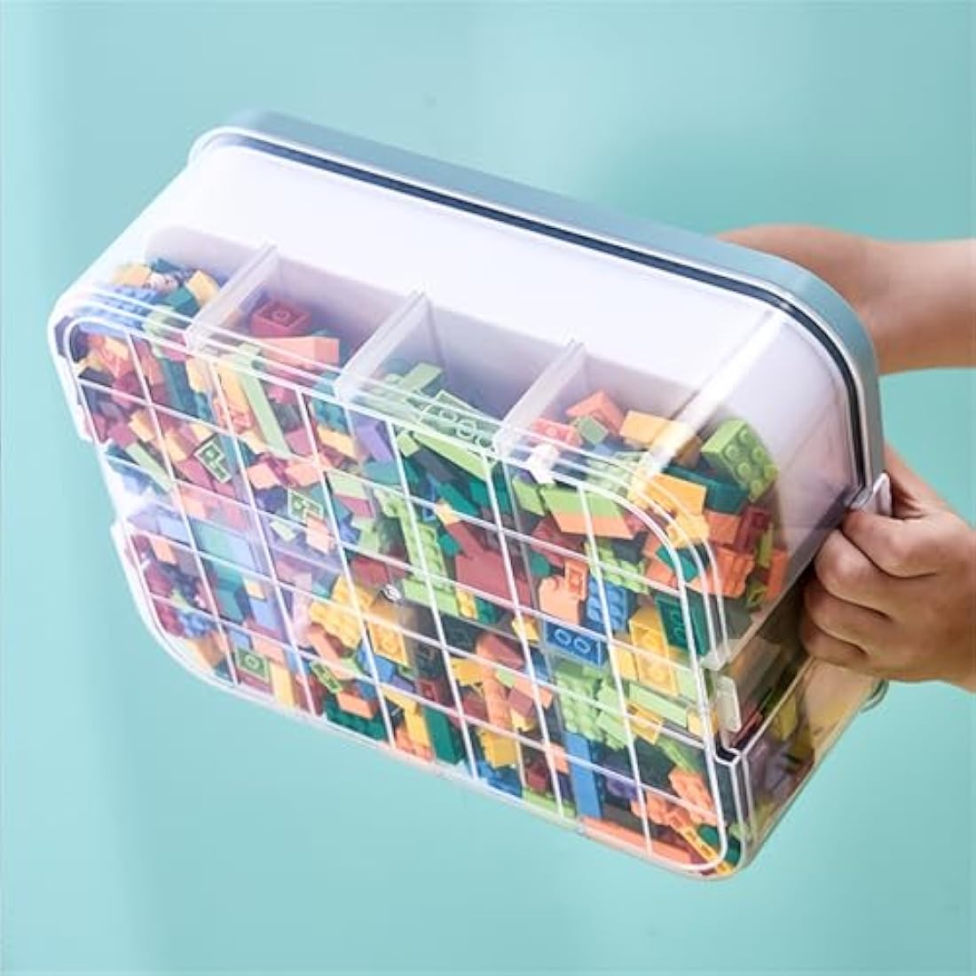 MueJah Storage Organizer for Lego, 3 Tier Stackable Storage Bin Transparent Building Bricks Puzzle Craft Plastic Container Organizing Sorter, Green