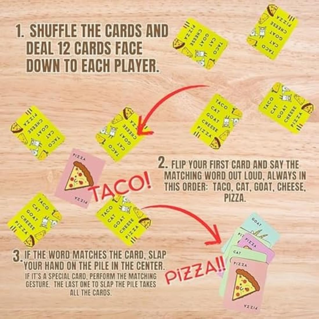 Blue Orange | Taco Cat Goat Cheese Pizza | Card Game | Ages 8+ | 2-8 Players | 10-30 Minute Playing Time