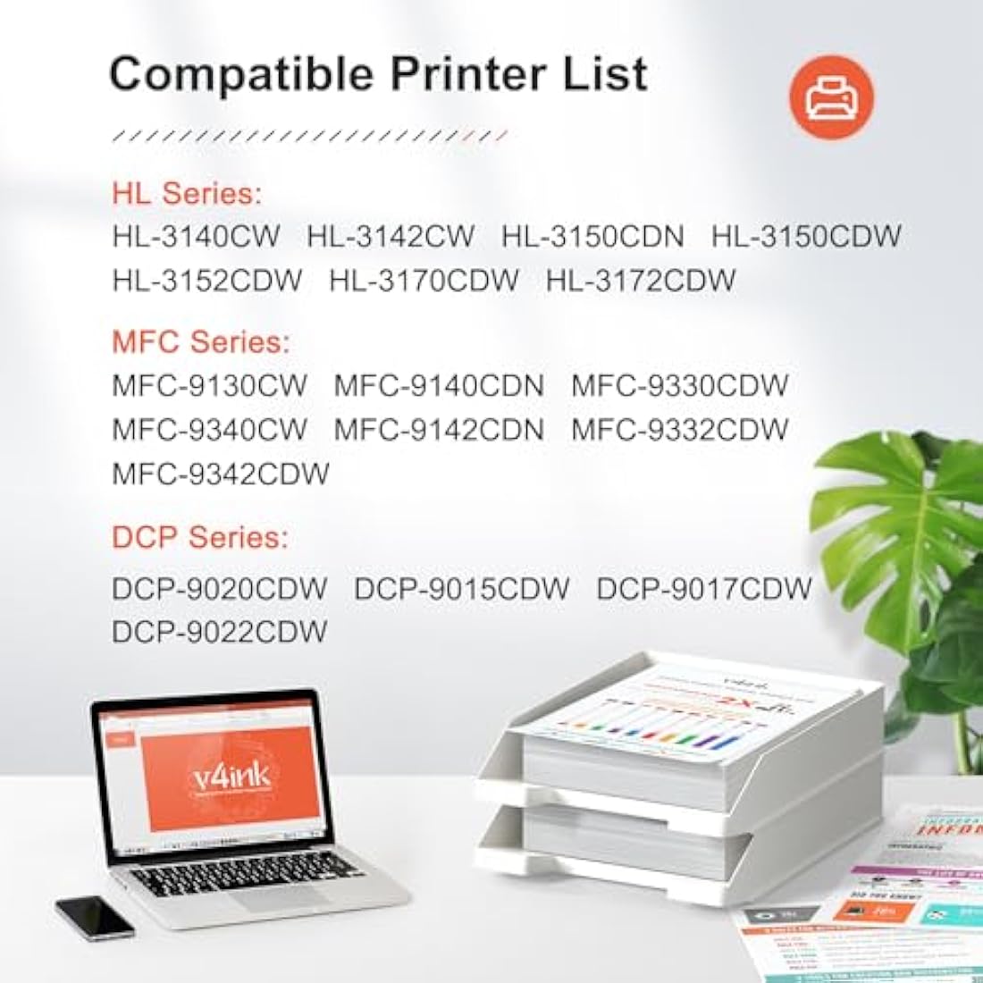 v4ink TN-241 TN-245 Toner Cartridges Compatible for Brother TN241 TN245 HL-3140CW 3142CW 3150CDW 3170CDW DCP-9015CDW 9017CDW 9020CDW MFC-9130CW 9140CDN 9330CDW 9340CDW (Packaging May Vary)