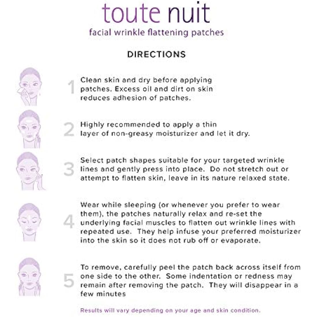 Toute Nuit Facial Wrinkle Flattening Patches, Triangle - Forehead, Around Eyes and Lips Anti-Wrinkle Patches, Face Tape - 45 Patches
