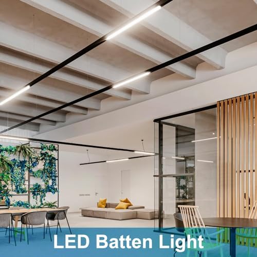 muzha 4 Packs LED Batten Lights 4FT 40W 4000k Daylight,Low Profile Wall or Ceiling Surface Mounted Fitting for Home/Workshop/Office/School Restaurant
