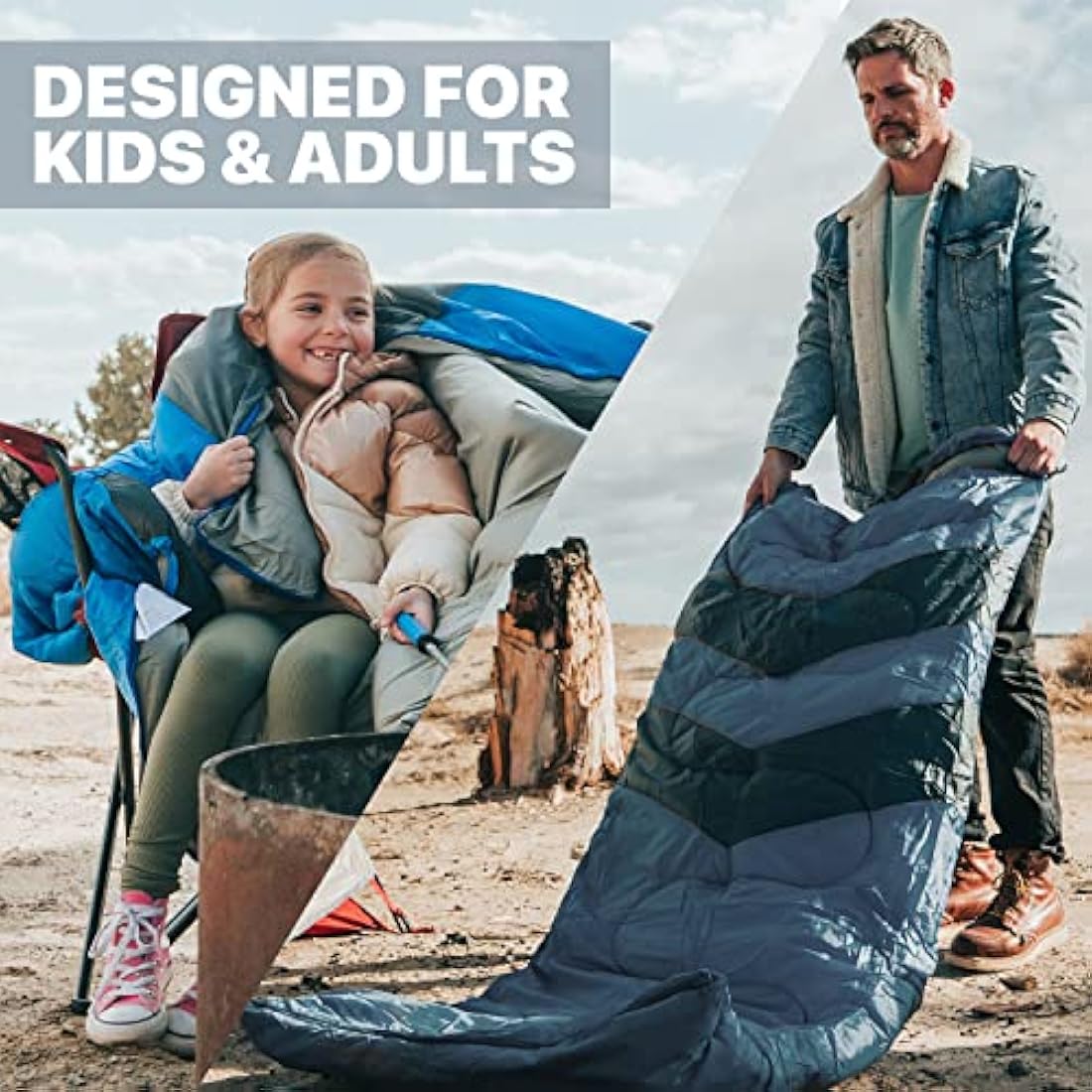 MalloMe Sleeping Bags for Adults & Kids Sleeping Bag 3-4 Season - Ultralight Backpacking Sleeping Bag Cold Weather & Warm, Lightweight Compact, Single Adult Girls Boys Winter Sleep Camping Accessories