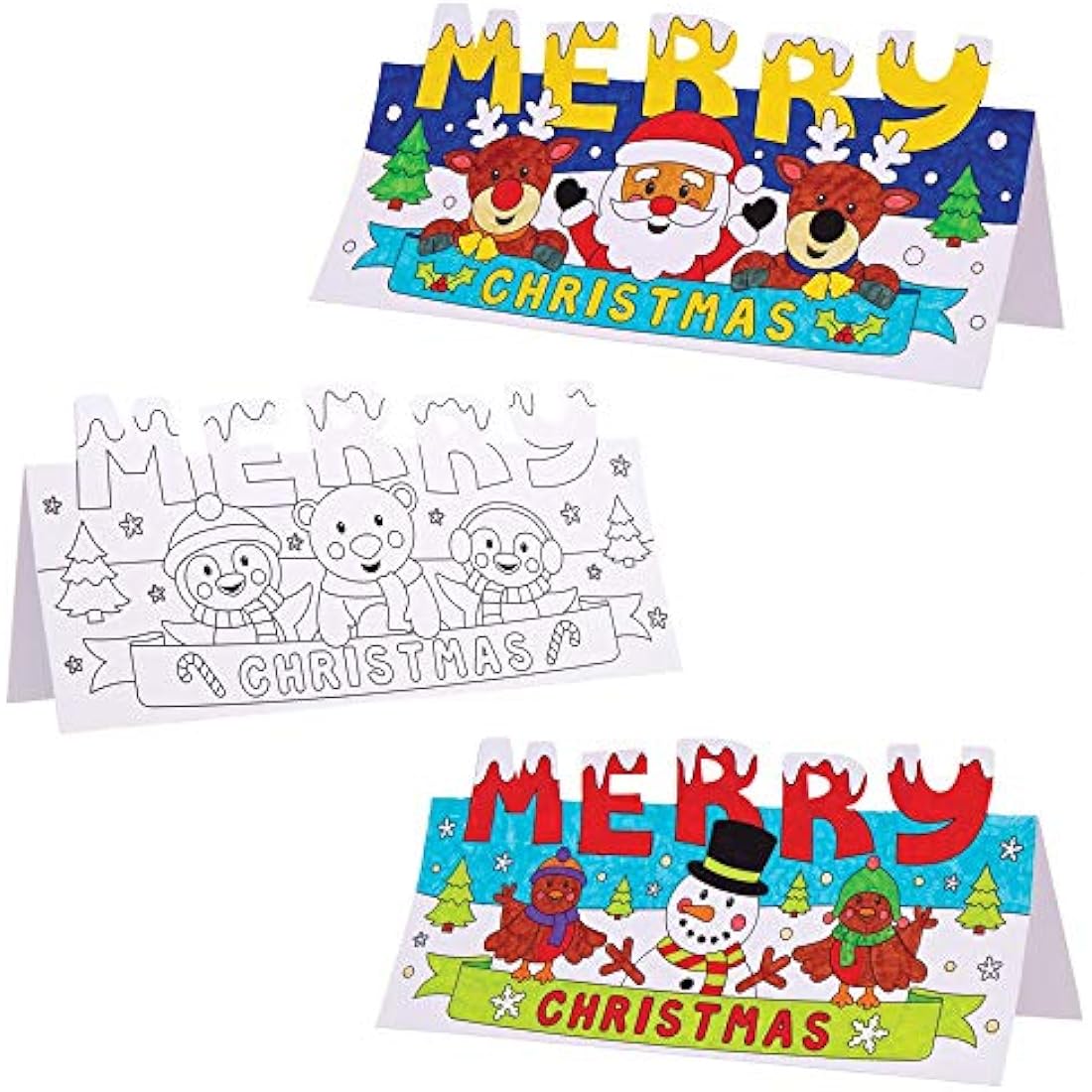 Baker Ross AT301 Christmas Colour in Pop-Up Card, Festive Arts and Craft (Pack of 10), Assorted