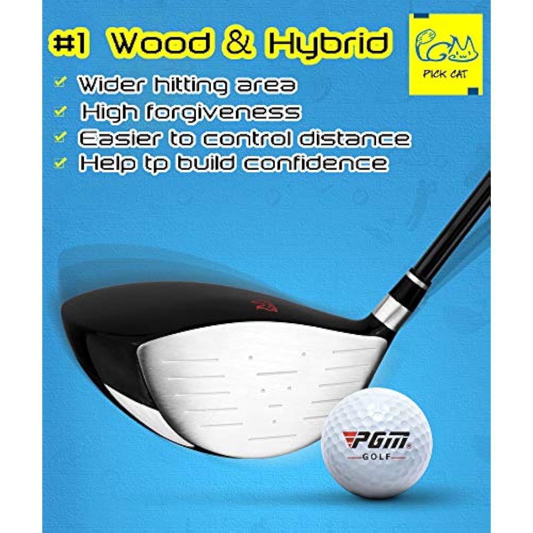 PGM Junior Golf Club Complete Set for Children Kids, 5 Golf Clubs with Stand Bag and 2 Headcovers for Boys & Girls, Right Hand