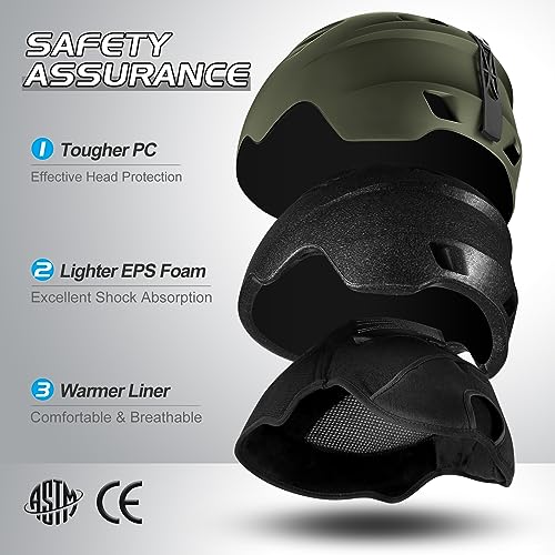 Odoland Ski Helmet with VLT 18% Lens Visor Great for Skiing, Light Weight and Adjustable Ventilation Advanced Competition Snow Helmet with Warm Fluffy