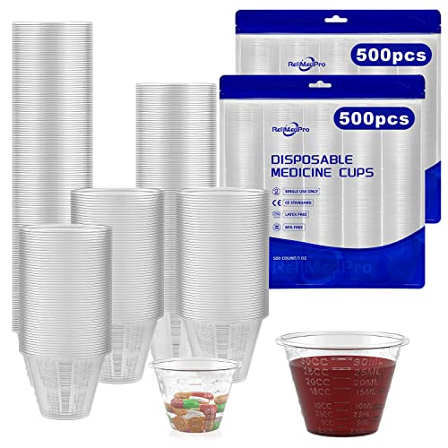 ReliMedPro Graduated Small Plastic Medicine Cups, Bulk Pack of 1000, 1 OZ (30ml) Measuring Cups for Liquid Medication, Paint, epoxy, Pills and Resin
