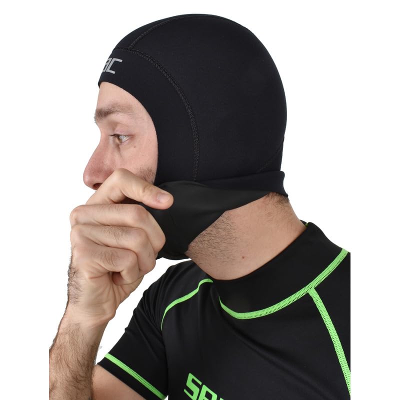 SEAC Standard Hood 5mm Standard Hood, Double-collar Hood In Ultraspan/fire Dry, Uv Protection, Suitable for Man and Ladies for Diving - Black, XL