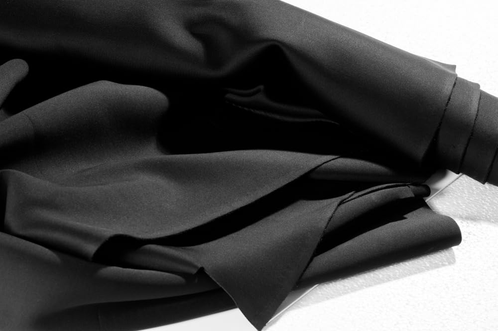 Black Cotton Fabric, 100% Cotton, 60" Wide, Medium Weight, 145 GSM, Plain Weave. (Black, 10 Metre)