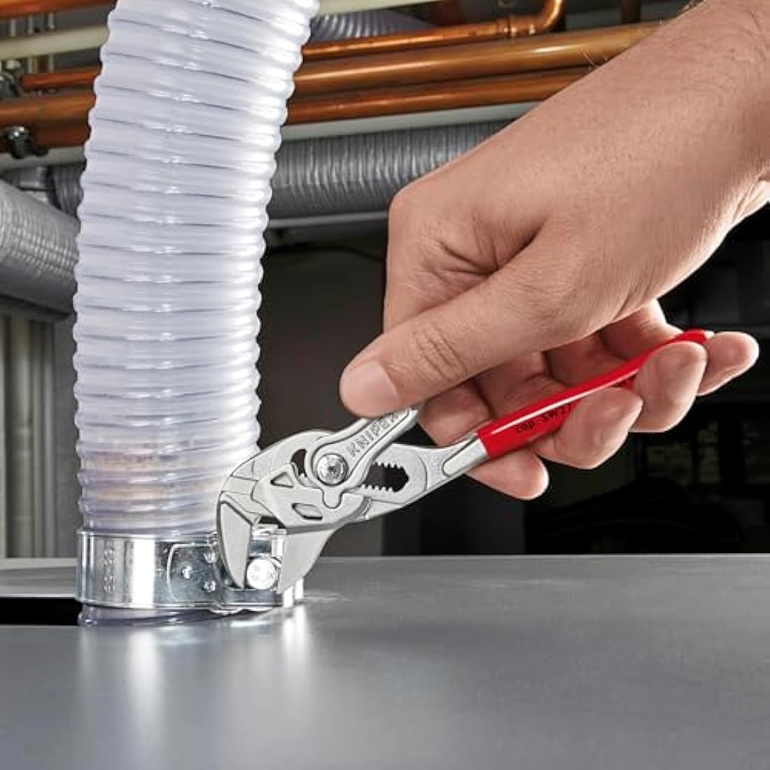 Knipex Pliers Wrench pliers and a wrench in a single tool chrome-plated, plastic coated 150 mm 86 03 150