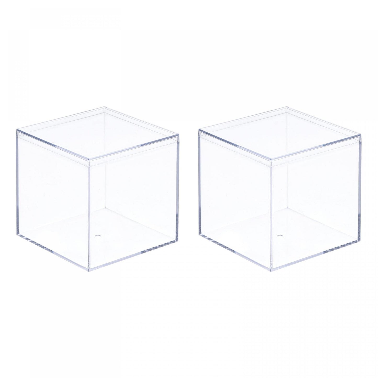 sourcing map Clear Acrylic Plastic Storage Box Square Cube Display Case with Lid, 5.1x5.1x5.1cm Container Box for Small Item, Pack of 2