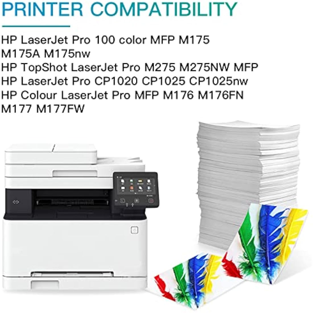 BeOne 4X 126A CE310A CE311A CE312A CE313A 130A CF350A Toner Cartridges Compatible for Laserjet Pro 100 Color MFP M175 M175A M175nw M176 M176FN M177 M177FW M275 M275NW CP1020 CP1025 CP1025nw (BK/C/M/Y)