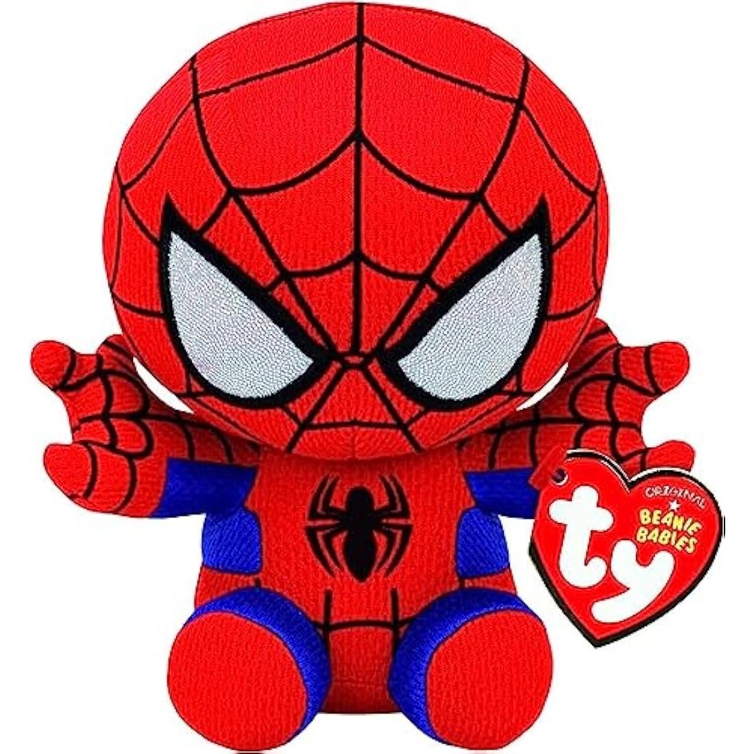 TY Marvel Avengers Spiderman Medium, Licensed Squishy Beanie Baby Soft Plush Toys, Collectible Cuddly Stuffed Teddy