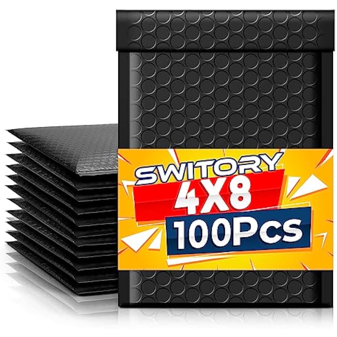 Switory Padded Envelopes A6 Bubble Mailers Packaging Bags 100pcs 4X8In Poly Bubble Mailers,Black Small Envelopes Bubble Envelopes,Bubble Lined Wrap Poly Mailers Bags for Shipping Mailing