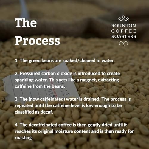 Rounton Coffee Roasters | 1kg DECAF COFFEE BEANS | Chemical Free Sparkling Water Decaffeinated Coffee Beans | Freshly Roasted Decaf Coffee Beans | Caffeine Free Espresso | Medium/Dark Roast