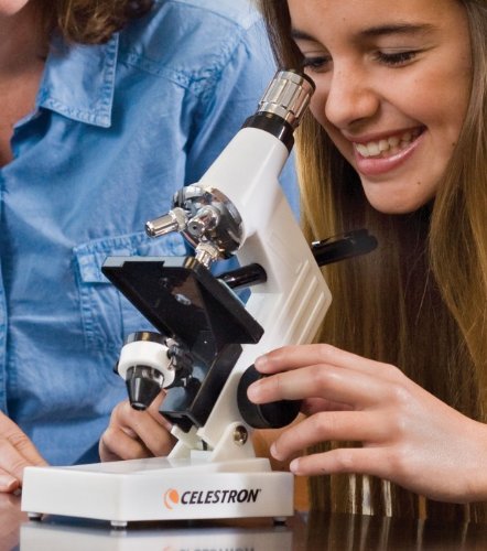 Celestron 44121 Beginner's Microscope Kit, 40x-600x Magnification, White