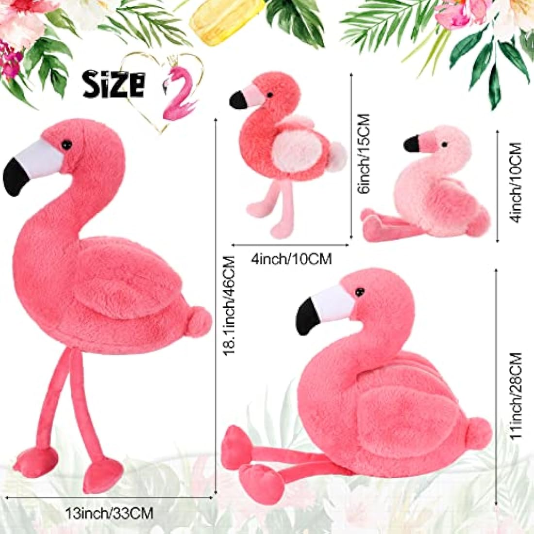 Skylety 18 Inches Flamingo Stuffed Animal with 4 Babies Plush Toys Inside Zippered Tummy Pink Mommy Flamingo Toy Stuffed Animals for Birthday Party Decoration