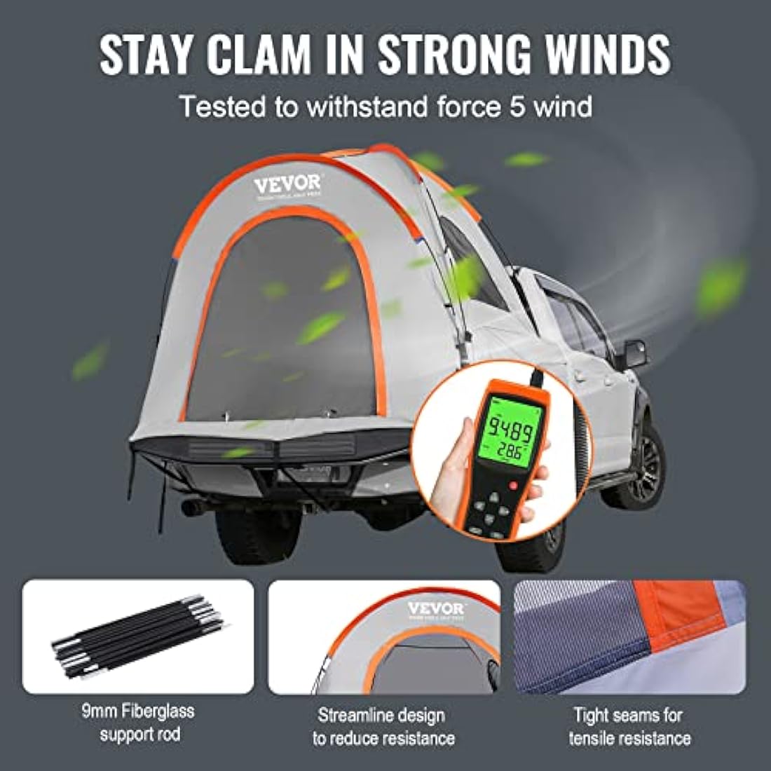 VEVOR Truck Bed Tent,Pickup Truck Tent with Rain Layer and Carry Bag, Waterproof Double Layer Truck Tent for Camping, Accommodate, for Camping Traveling Outdoor Activities