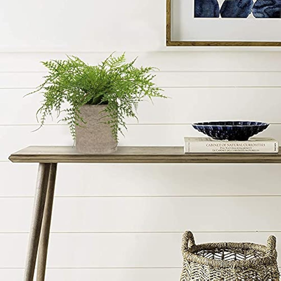 Artificial Potted Asparagus Fern Plant Fake Plant in pot, Small Decorative Faux Potted Herbs Indoor, Artificial Fern Grass for House Office Bedroom Desk Decor