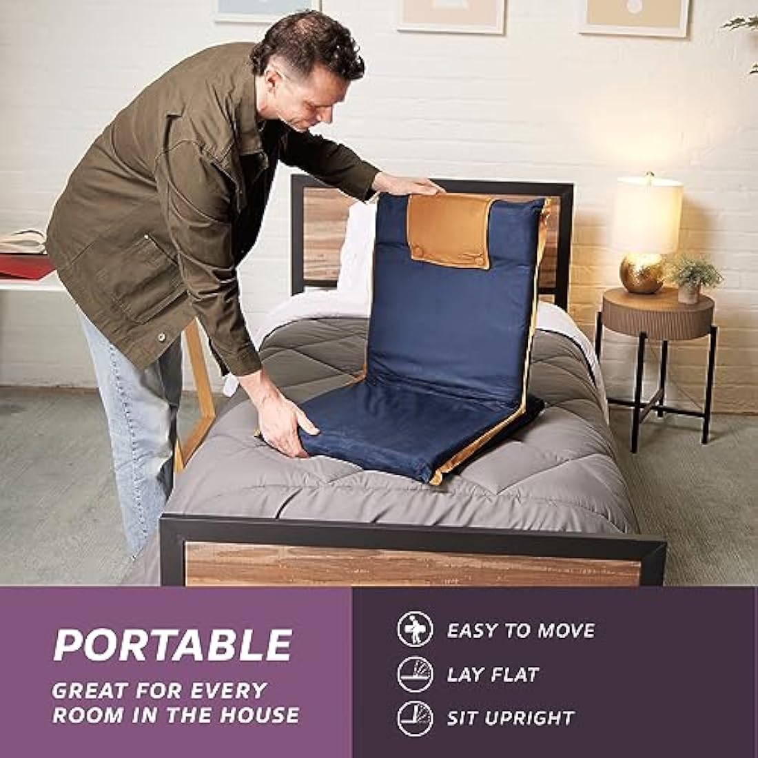 bonVIVO EASY III Folding Floor Seat – Comfortable Fold-Up with Back Support, Portable Lounge for Meditation, Reading & Relaxing – Indoor Seating for Adults & Kids, Blue