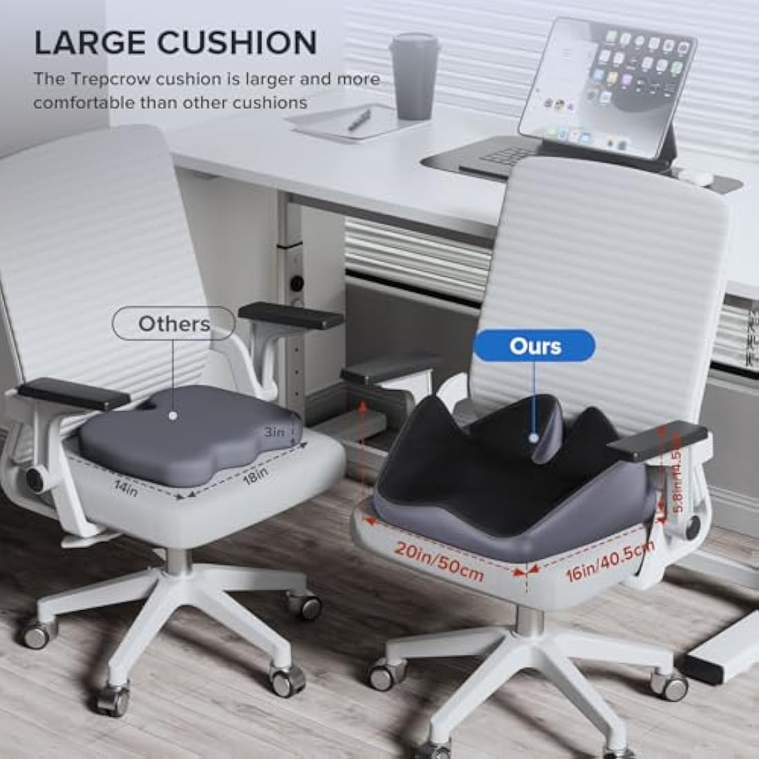 Memory Foam Seat Cushion for Relief Sciatica, Office Chair Cushion, Coccyx Cushion for Long Sitting, Ergonomic Orthopedic Cushion for Hip & Coccyx Pain Relief, Home, Car, Wheelchair, Gaming Chair