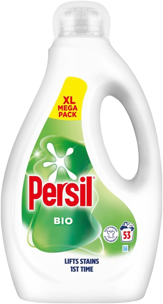 Persil Bio Laundry Washing Liquid Detergent 53 washes (1.431 L). New but scruffy bottle.