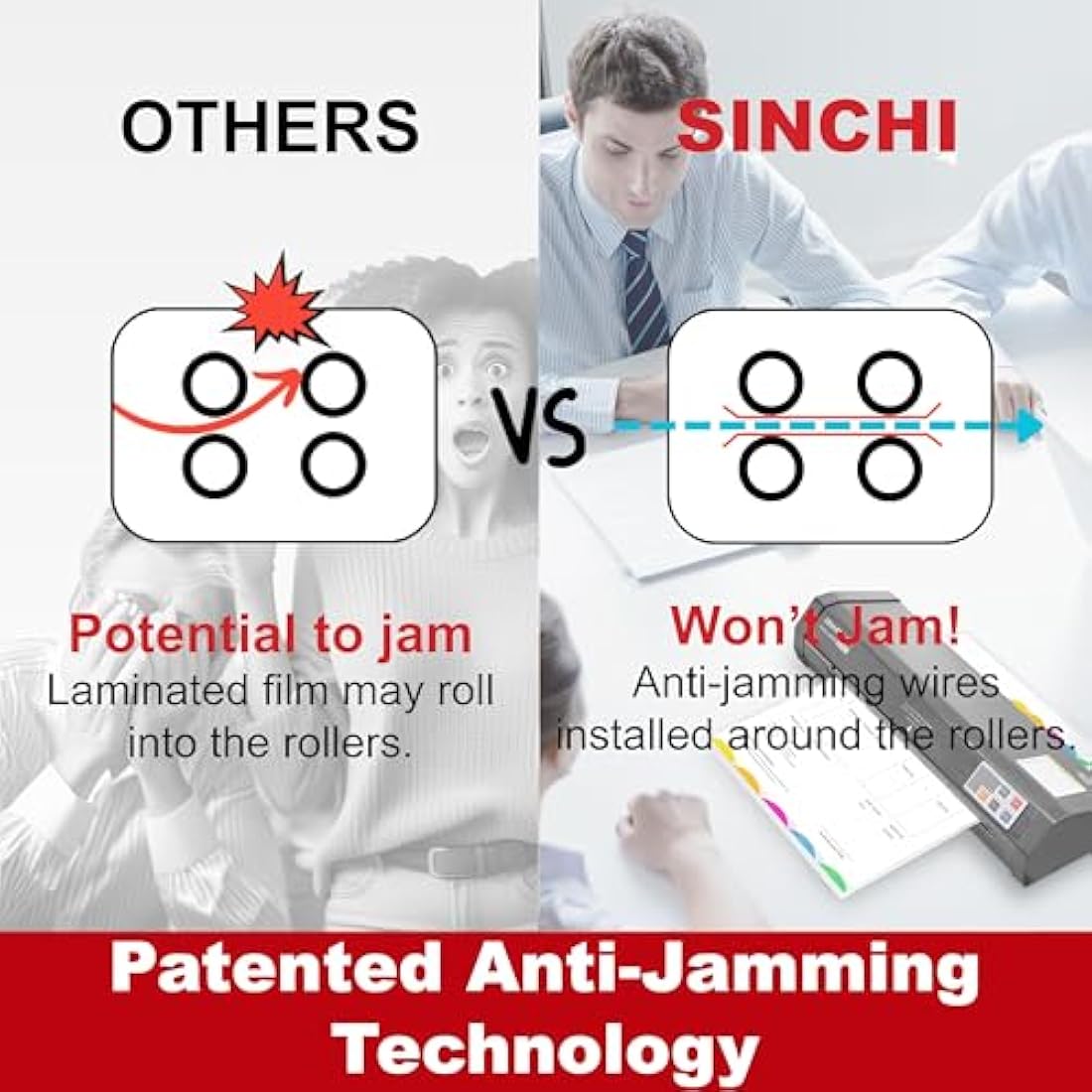 SINCHI Auto Sense, 75-250 Micron Laminating Machine for Office and School, 50-Second Warm-up, 1000 mm/Minute, Never-Jam, Heavy Duty, A3-Size Thermal Laminator Machine, Foil Applicator