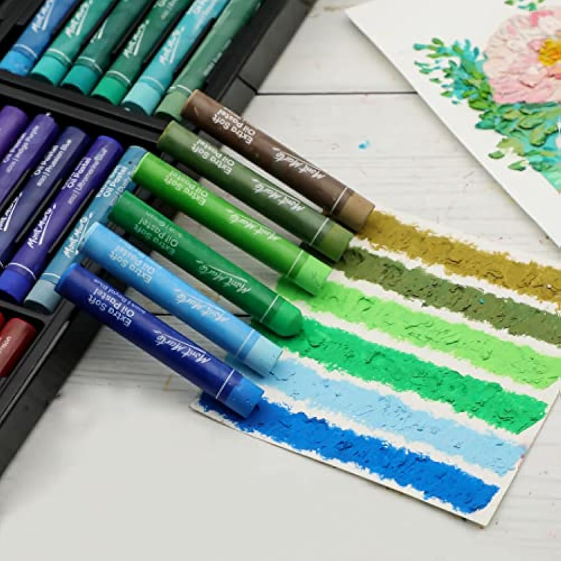 MONT MARTE Extra Soft Oil Pastels 52pc, Assorted Bright Colours, Vibrant and Buttery, Versatile Art Pastels for Blending, Layering & Shading, Ideal for Art, Craft, Colouring and Sketching