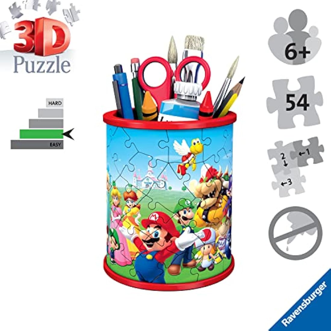 Ravensburger Super Mario Brothers Pencil Pot 3D Jigsaw Puzzles for Kids Age 6 Years Up - 54 Pieces - No Glue Required